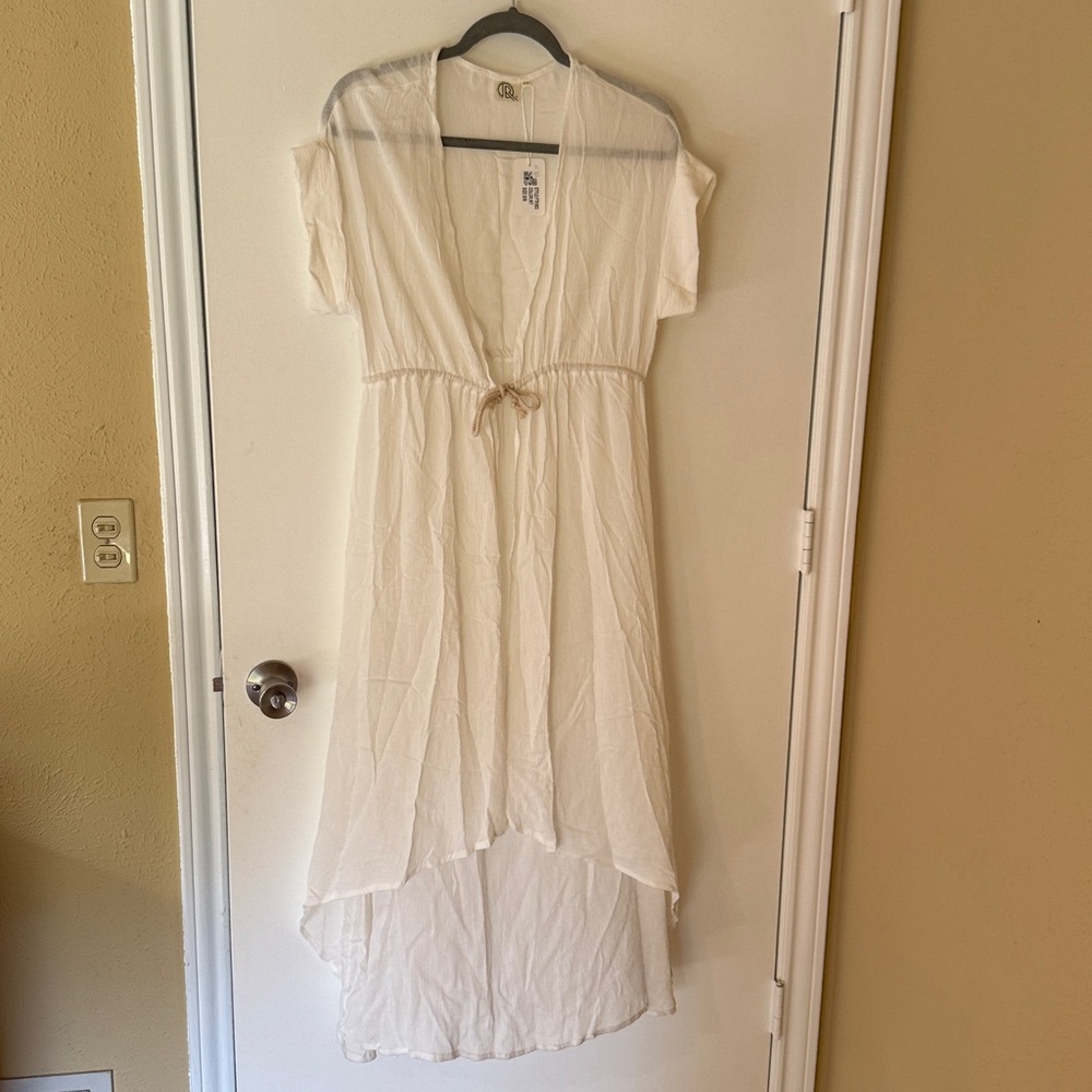 White Short Sleeve Maxi Cover Up